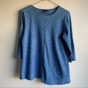 Pure Jill V Stripe 3/4 Sleeve Tee Size Small